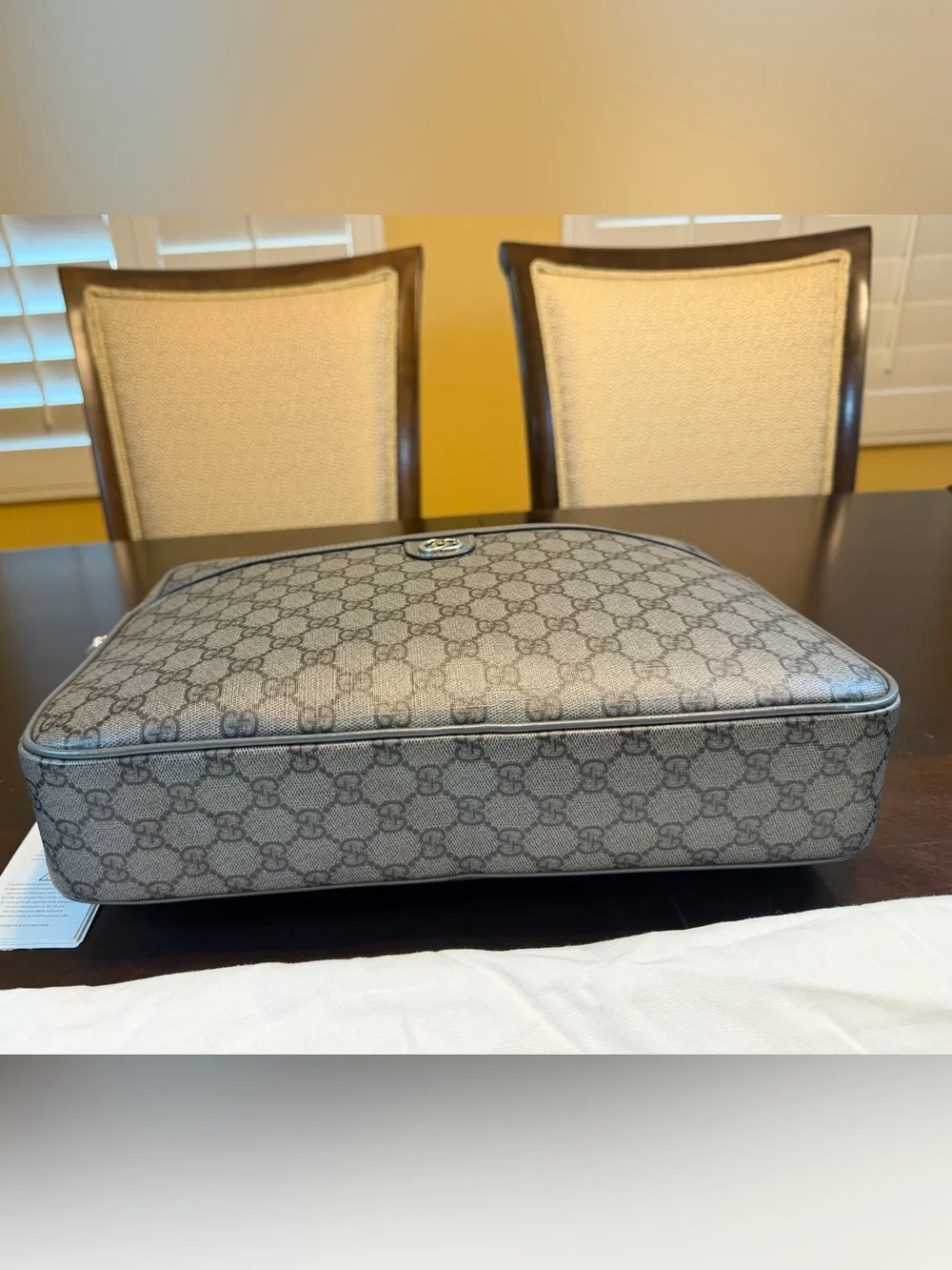 New Authentic Gucci GG Supreme Logo Ophidia Messenger Bag Briefcase Gray Medium